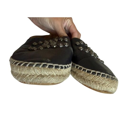 CHANEL Black Lambskin Interlocking Logo Espadrilles Flats Size 40 / US 10 - Picture 4 of 12